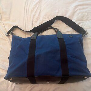Jack Spade Weekender Bag in Blue Waxed Cotton Black Leather Trim